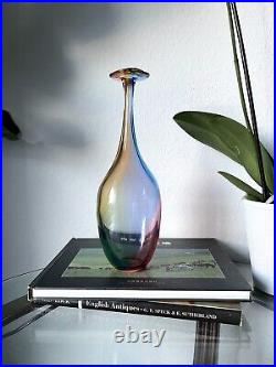 Signed Kosta Boda Art Glass Fidji Bottle Flower Vase by Kjell Engman 12 Tall