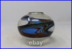 Signed Kurt Wallstab Art Glass Vase in an Abstract Design dated 1986 and #030586
