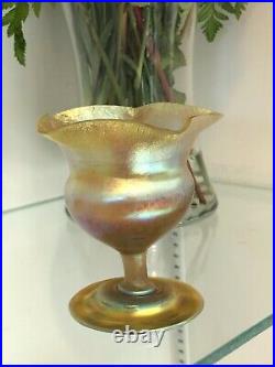 Signed L. C. Tiffany Favrile Gold Flower Form Vase