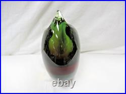 Signed L. Onesto Murano Oball Sommerso Vase Green Red Blue Yellow Nice BIN