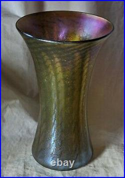Signed Nash Iridescent Art Nouveau Glass Vase Tiffany Studios Favrile No Reserve