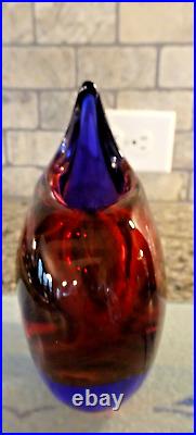 Signed Oball Murano Studio Art Glass Sommerso Swung Cabinet Vase