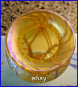 Signed Orient & Flume Studio Art Glass Gold Hawthorne Forest Tree Vase