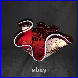 Signed-Paul Bendzuna Glass Art Vase with infused Abstract Patterns 7 HT 6.5 WD