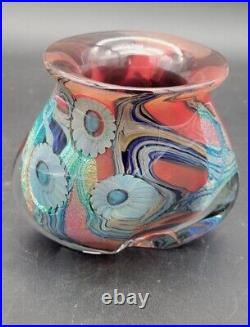 Signed Robert Eickholt 5 Art Glass Vase Seascape Anemones Rare Design