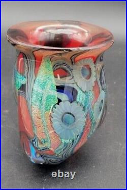 Signed Robert Eickholt 5 Art Glass Vase Seascape Anemones Rare Design