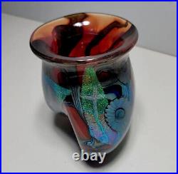 Signed Robert Eickholt 5 Art Glass Vase Seascape Anemones Rare Design Gorgeous