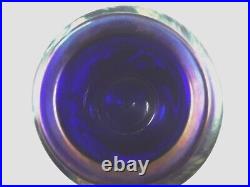 Signed Robert Eickholt Large Oily Iridescent Cobalt Glass Vase 1982 Excellent