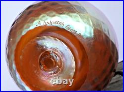 Signed S. Lundberg Art Glass Gold Diamond Optic Indian Basket Vase Apr 2000