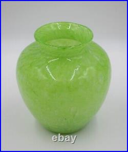 Signed Steuben Green Cluthra Art Glass Vase Great Color