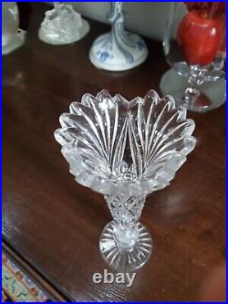Signed T. B. Clark ABP Cut Glass Flute Vase 1903 Star Cross Hatch