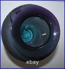 Signed Thorn Glass Studio Carved Art Glass Vase #1203