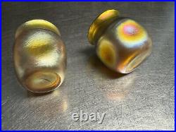 Signed Tiffany LCT Favrile Gold Iridescent Pinched Glass Cordials c1895-1900