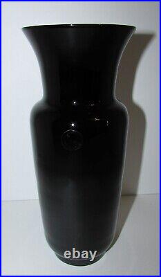 Signed Venini 1991 Amethyst Opalino Murano Art Glass Vase 1223