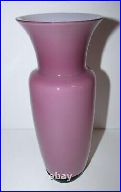 Signed Venini 1998 Purple Opalino Murano Art Glass Vase 1224