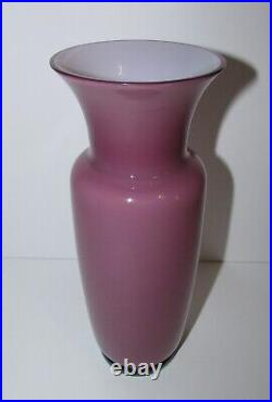 Signed Venini 1998 Purple Opalino Murano Art Glass Vase 1224