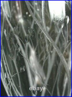 Signed Vicke Lindstrand Kosta Boda Birds Trees Crystal Etched Glass Vase 9