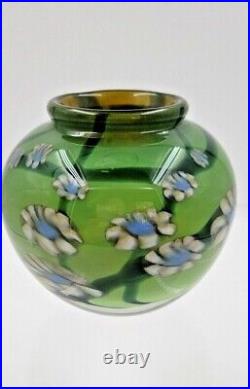 Signed Vintage Mark Peiser Art Glass Daisy Paperweight Vase 1972