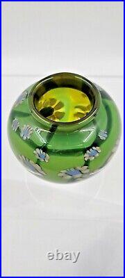 Signed Vintage Mark Peiser Art Glass Daisy Paperweight Vase 1972