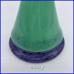 Signed Young And Constantin Art Glass Vase Mint Green With Purple Accents