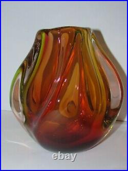 Signed and Labeled Paul Harrie Art Glass Vase 1053