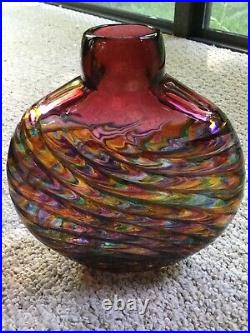Signed hand blown studio art glass vase
