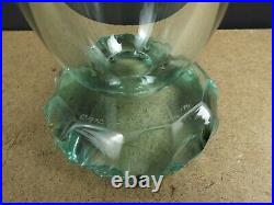 Stephen Schlanser Art Glass Scapes Vase 13 Tall Aqua & Frosted Signed (it@b2)