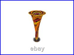 Sterno Art Glass Trumpet Vase Signed