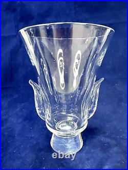 Steuben Art Glass Crystal Vase Lloyd Atkins Cobra Signed Very Good
