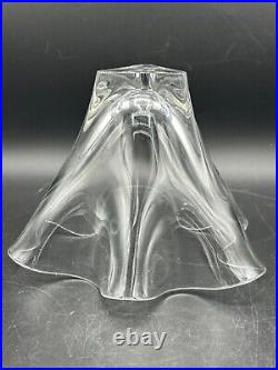 Steuben SIGNED Art Glass Crystal Handkerchief Ruffled Vase 5 1/2 H x 7 1/8 W