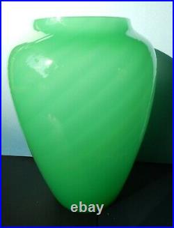 Steuben green jade optic swirl vase 11 tall