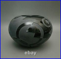 Steven Correia 1985 Art Deco Black Glass Vase Vessel L. E. Signed Numbered