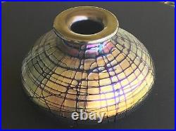 Stuart Abelman Art Glass Vase Iridescent Amethyst 7x8 Immaculate Original NR
