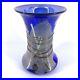 Studio-Art-Glass-Cobalt-Blue-Swirled-Silver-Threaded-Vase-Signed-BT-7-01-ynr