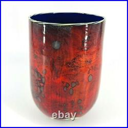 Studio Art Glass Hand Blown Red Abstract Vase Signed