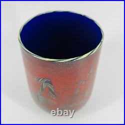 Studio Art Glass Hand Blown Red Abstract Vase Signed