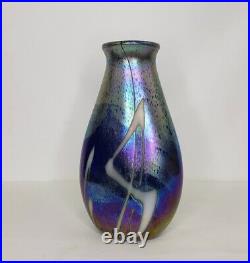 Studio Art Glass Vase Iridescent Abstract Signed & Dated 1981 STEPHEN FELLERMAN