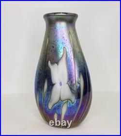 Studio Art Glass Vase Iridescent Abstract Signed & Dated 1981 STEPHEN FELLERMAN