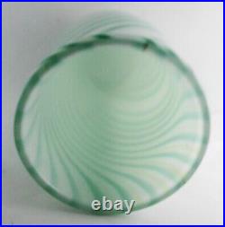 Studio Art Glass after Murano Spiral Stripe on white Vase Signed 7h Fine