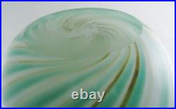 Studio Art Glass after Murano Spiral Stripe on white Vase Signed 7h Fine