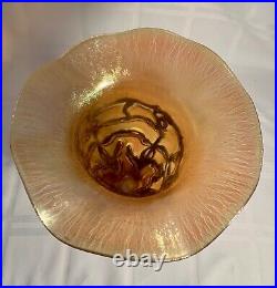 Stunning Art Glass Large Vase With Gilded Frame Signed L. C. Tiffany