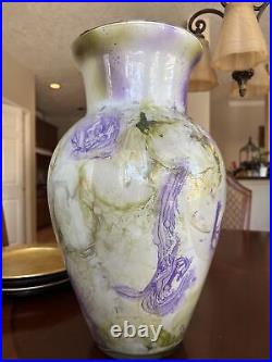 Stunning Art Glass Vase Bayou Design Signed / Numbered 19.5 Tall