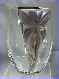 Stunning Rare Lalique French Crystal Glass Amethyst Clematis Vase