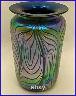 Stunning Rick Hunter Cobalt Iridescent Cobra Skin Vase signed