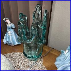 Stunning Vtg Fire & Light Vase in Light Turquoise Large 11 Signed Withbrochure