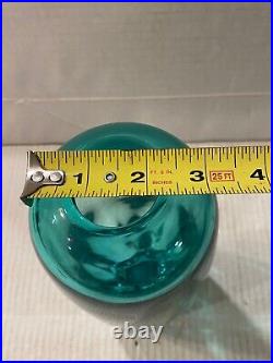 Teal Murano Vase Signed & Dated On Bottom