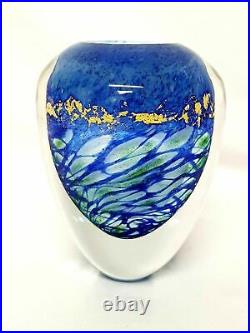 Toan Klein Hand Blown 5 Studio Art Glass Tapering Vase Signed 1997