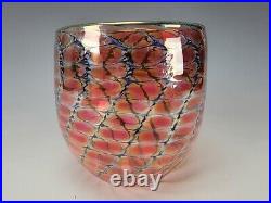 Tom Philabaum Reptilian Snakeskin Studio Art Glass Vase Signed Dated 1993