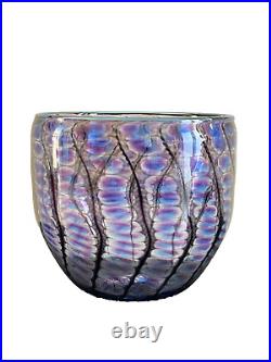 Tom Philabaum Signed 1996 Art Glass Reptilian Series Amethyst Vase