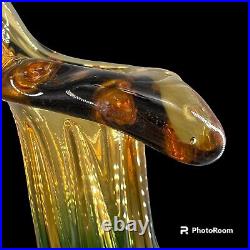 Unikat Van Eyk German Crystal Green Amber Art Glass Jack in Pulpit Vase Signed